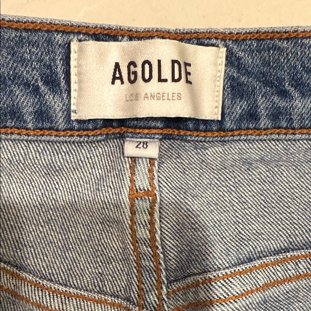 Agolde Frayed Hem Blue Jeans - Picture 3 of 4